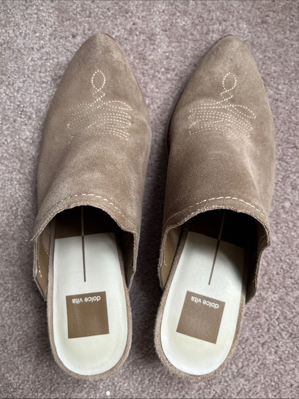 Dolce Vita Taupe Suede Slip-On Mules